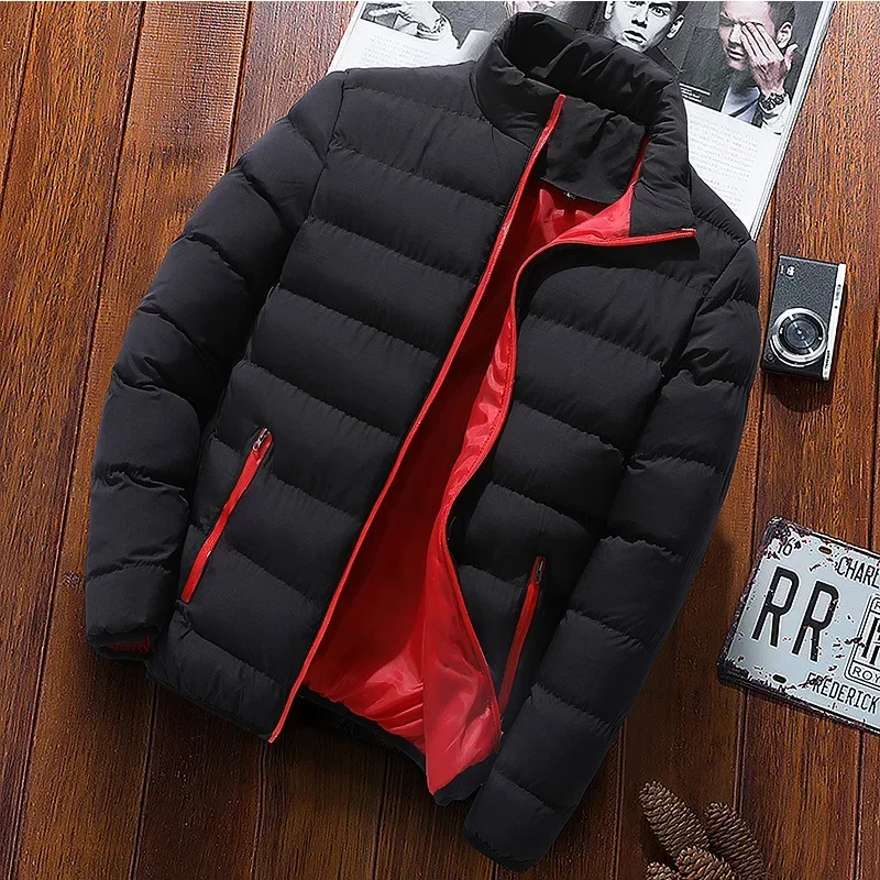 Herren Stehkragen Langarm Mantel Jungen Baumwolle gepolsterte Jacke übergroße lässige männliche Stepp jacke dicke Winter blau Männer Parka 4xl