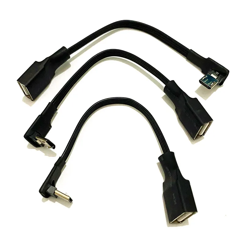 Micro usb otg cable Soft silicone Micro USB male elbow to usb2.0 female OTG cable to connect car U disk 0.1m/0.2m