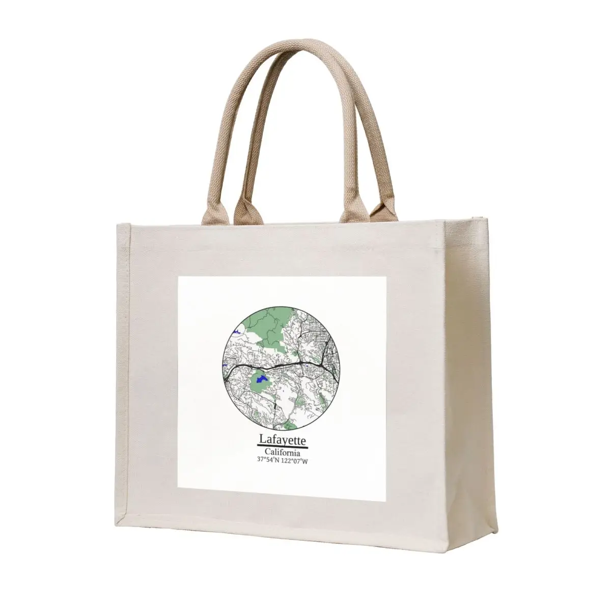 

Lafayette, California Road Map Art - Blue Rivers and Dark Roads Tote Bag Shopper handbag cute pouch bag