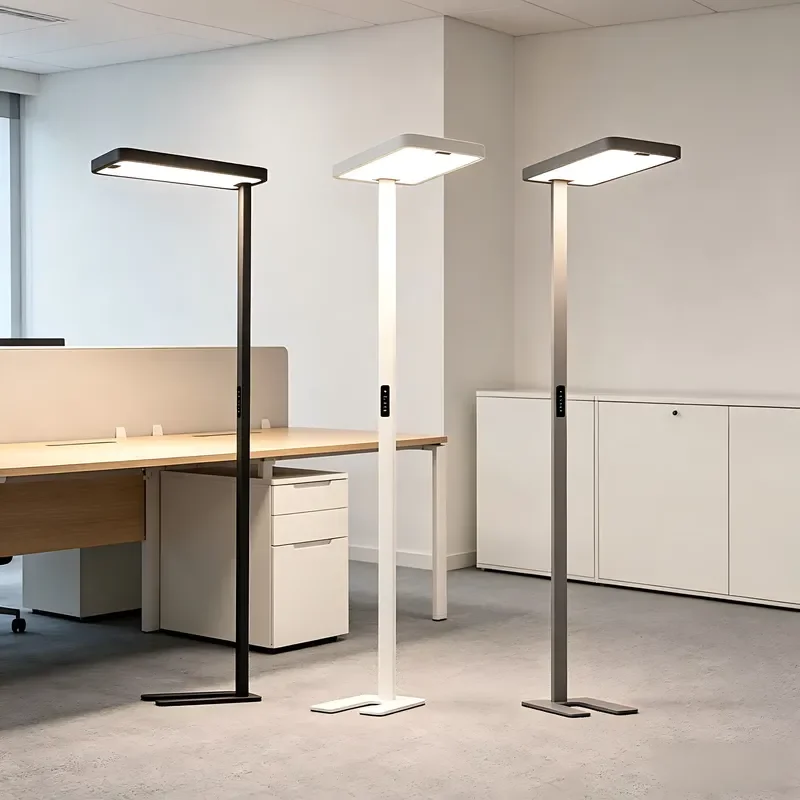 LED Floor Lamp Modern Scandinavian Design Simple Aluminum Vertical Light with Dimmer UGR Less Than 13 Flicker Free Suitable