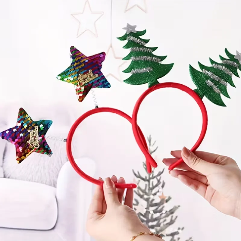 Ein Set mit 11 Weihnachts-Haarbändern mit Rentiermotiven, niedlichen Haarklammern aus Kunststoff, Weihnachtsdekorationen für Partys, modische Haaraccessoires für Damen. – Detail 3