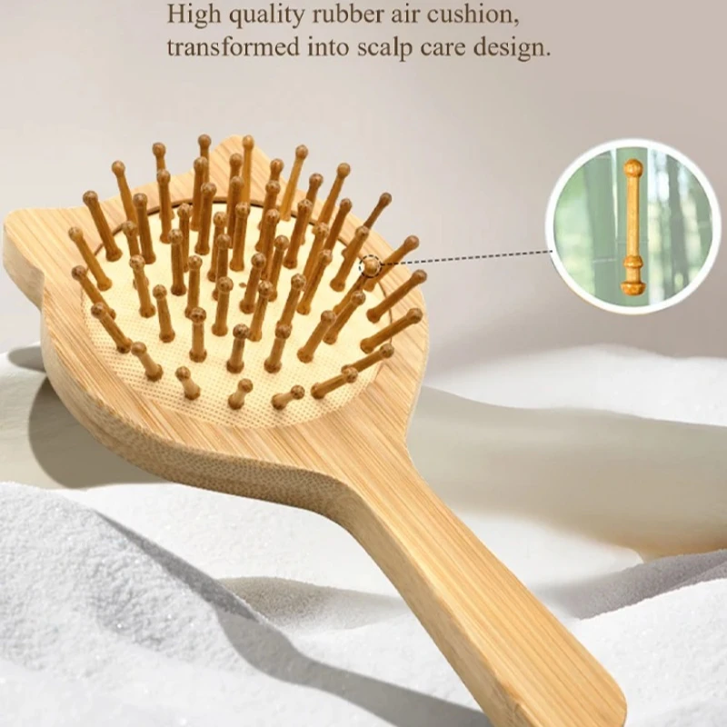ايكو الخيزران فرشاة شعر طبيعة خشبية مكافحة ساكنة إزالة تشابك فرشاة الشعر فروة الرأس تدليك مشط وسادة هوائية أدوات التصميم للنساء الرجال