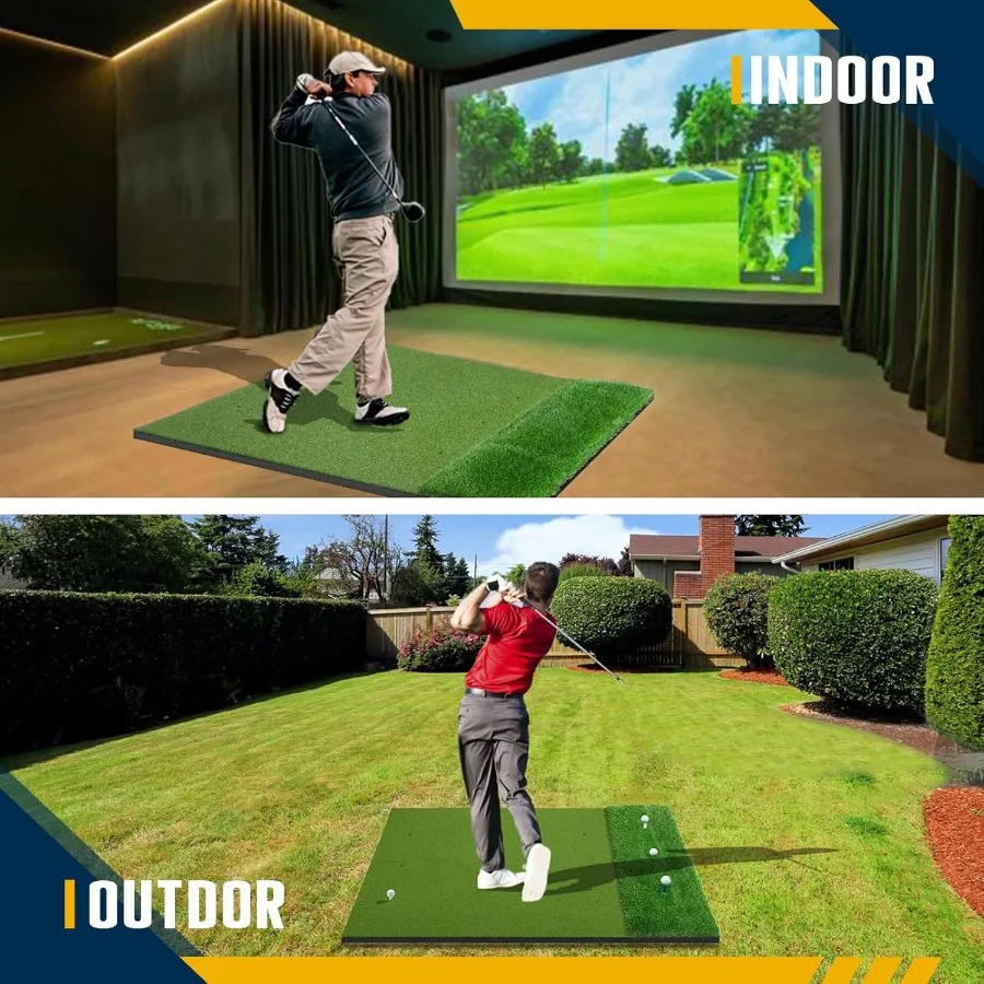 سجادة جولف DualTurf للتدريب الداخلي والخارجي: 36 مم 31 مم 21 مم 5 × 5 قدم و5 × 4 أقدام عشبة صناعية شديدة التحمل مع 10 كرات 9 Te