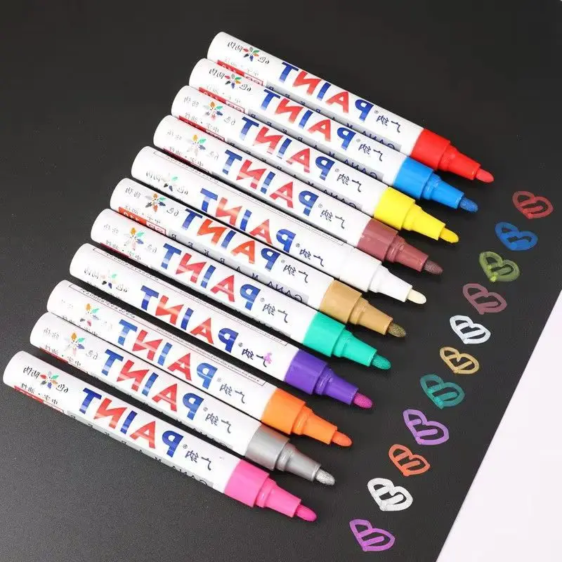 Permanent Colored Waterproof Paint Pen Car Tire Tread CD Oily Mark Artist Drawing Glass Metal Wood Stone Marker Tool