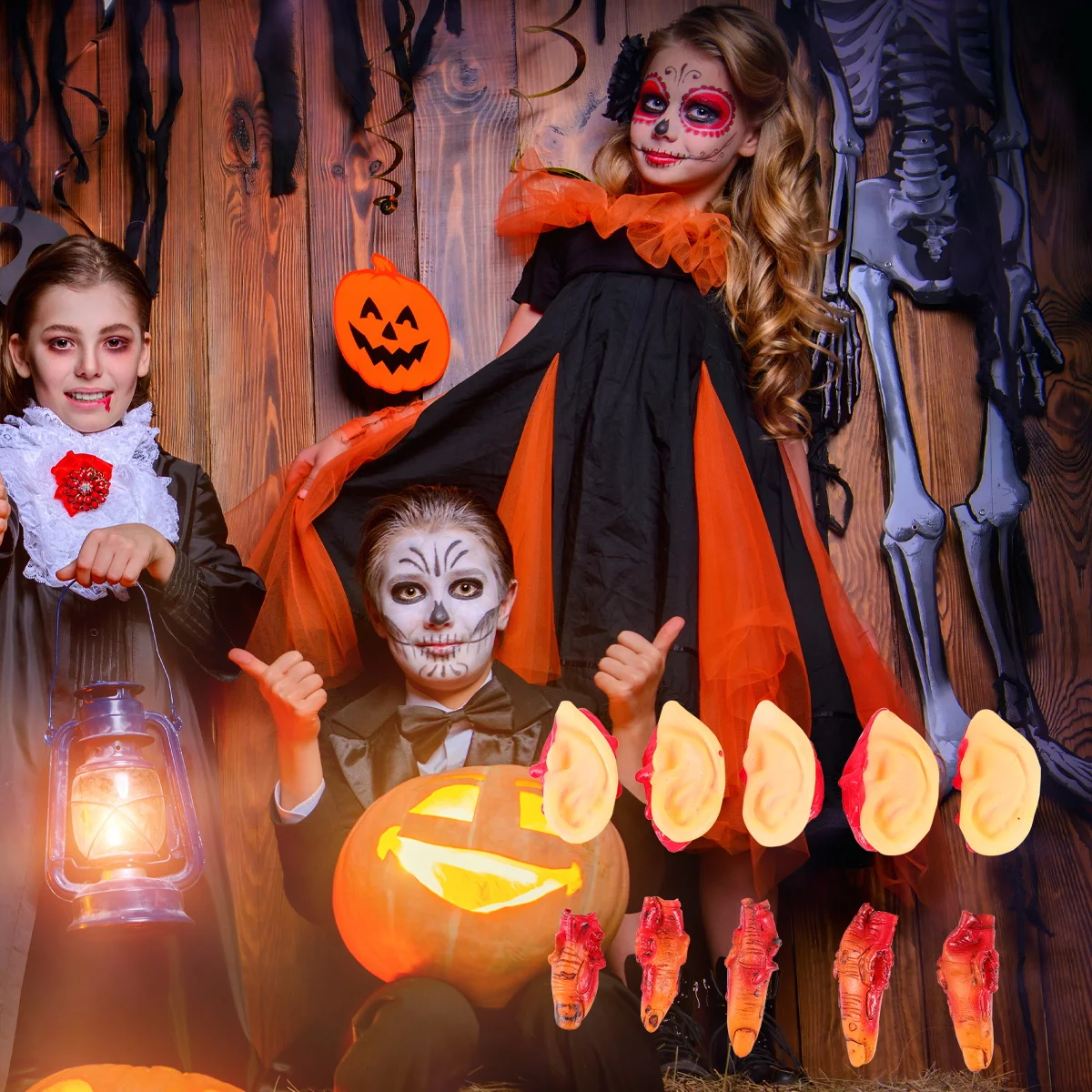 

10 шт., кровавые шрамы, реквизит на Хэллоуин, отрубленные пальцы и уши, жуткие украшения для вечеринки ужасов, реквизит на Хэллоуин, страшная игрушка-трюк