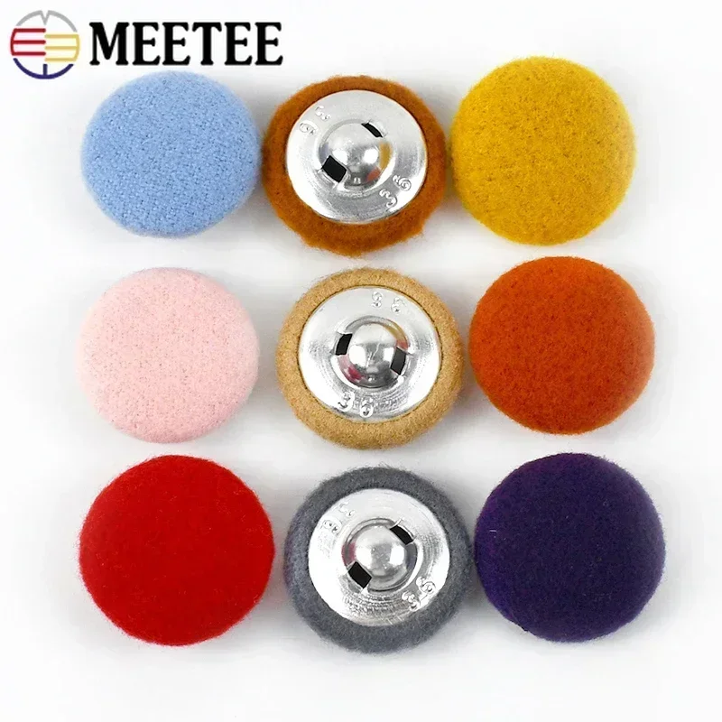 Meetee 50Pcs 15-38mm High-grade Cashmere Covered Buttons Windbreaker Coat Button DIY Sewing Clothing Scrapbooking Accessories