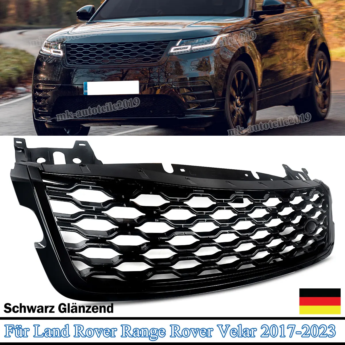 SAIQINGSP Glossy Black For Range Rover Velar 2017-2023 Dynamic Style Front Grille in Gloss Black Car Accessories Tools