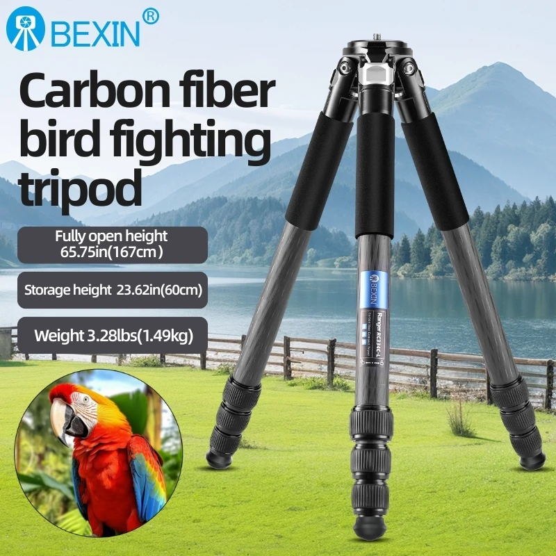 

BEXIN RC334C-L Professional Carbon Fiber Tripod 4-Section for DSLR Camera with Low Gravity Ballhead&Short Center Column