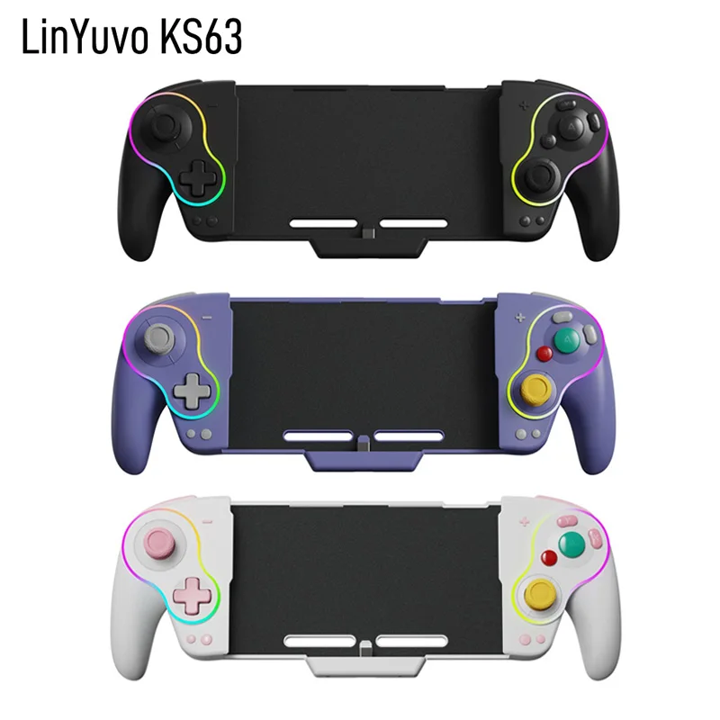 

LinYuvo KS63 Ретро геймпад для переключателя OLED с RGB Dazzle Color Беспроводной контроллер Поддержка программирования и регулировки вибрации