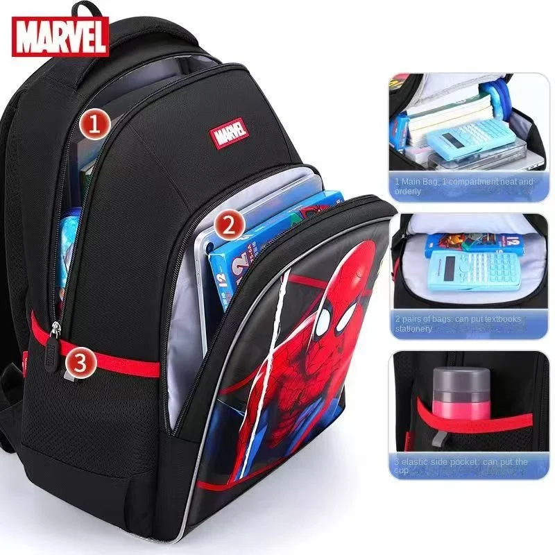 Marvel New Boy School Bag Grade 1-3 Spider Man Captain America Iron Man Primary Student Shoulder Orthopedic Backpack Mochilas
