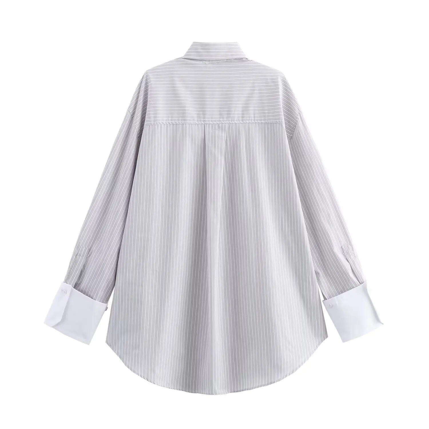 TRAF Shirts Summer Women's Tops 2024 Chic Striped Loose Blouses Street Elegant Women's Joker Youth Shirt Tops 8473418