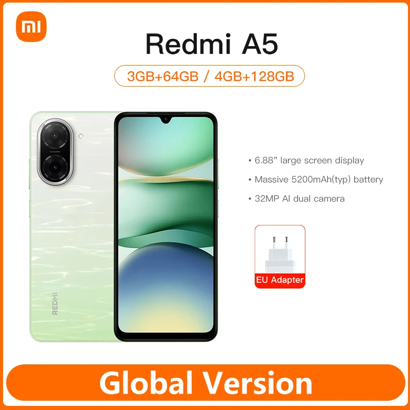 yZ[zO[o Xiaomi Redmi A5 NFC񓋍 120HzfBXvC 32MPJ Android 15 gѓdb 5200mAheʃobe[ 6.88C`