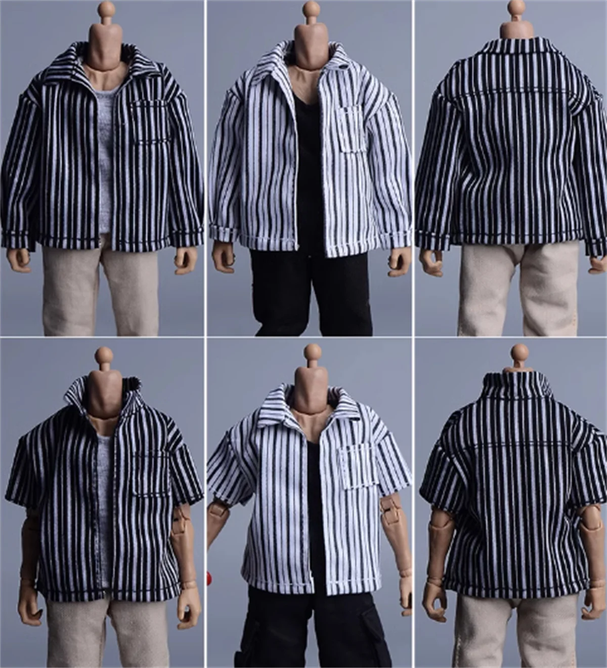 1/12 horizontal striped shirt long short sleeved clothes Model  Fit 6'' DAM 3A TBL Action Figure   body  JIao DOll   AnimeToys