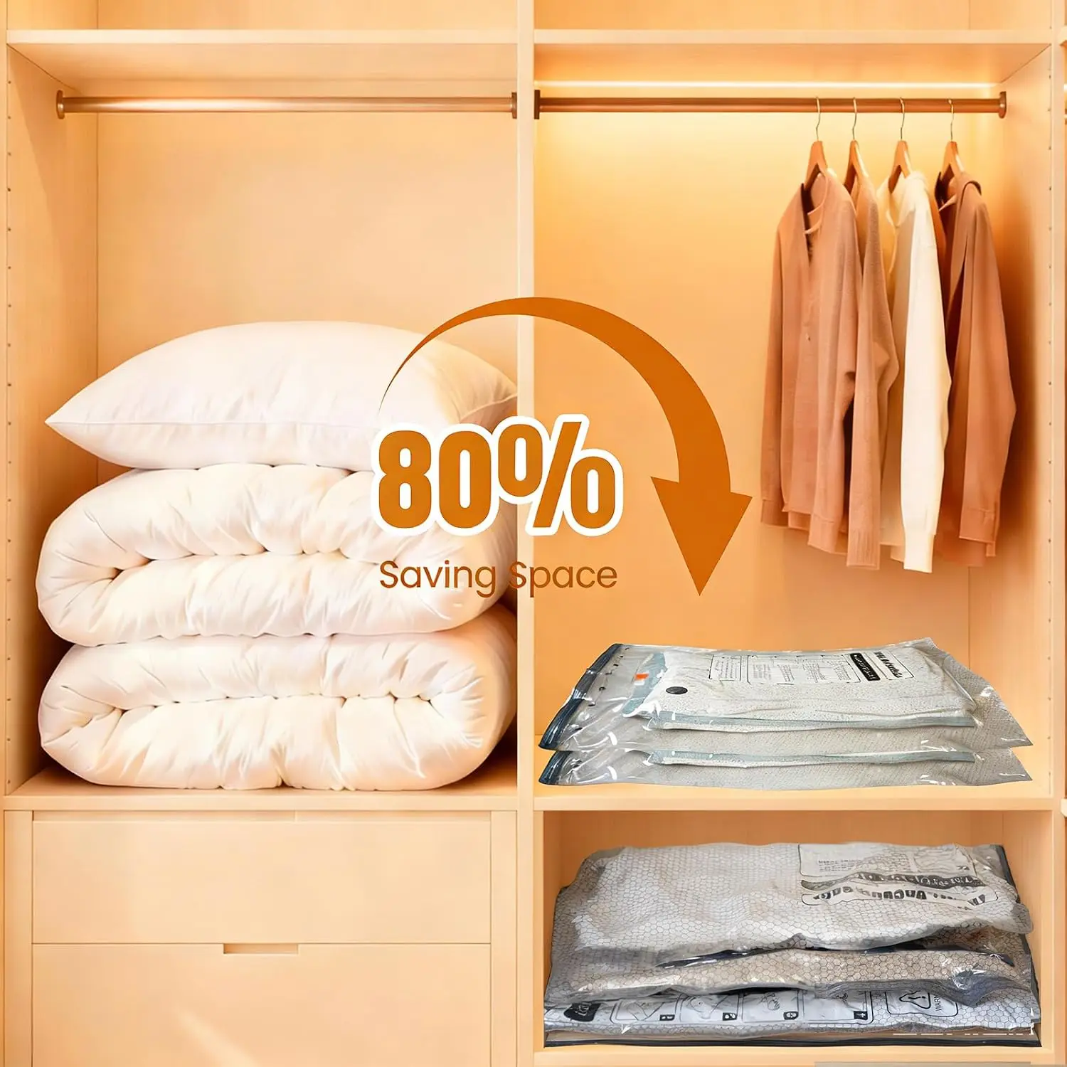 9 Jumbo Vacuum Storage Bags with Electric Pump, Large Vacuum Seal Bags for Clothing Comforters Blankets Bedding Pillows Sweater