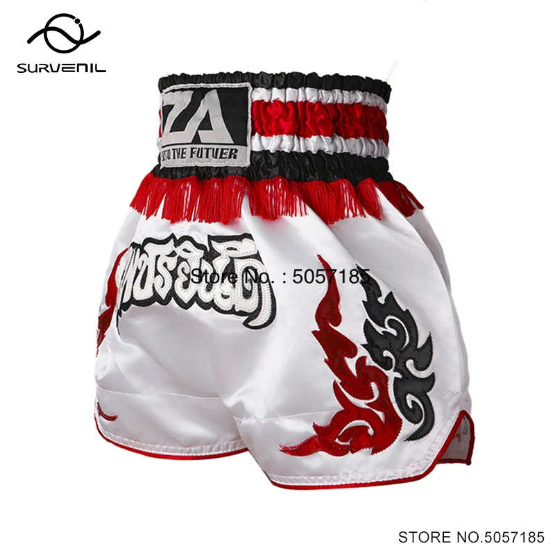 Muay thai curto masculino feminino thai boxe shorts criança premium borlas kickboxing calças luta gaiola roupas de treinamento