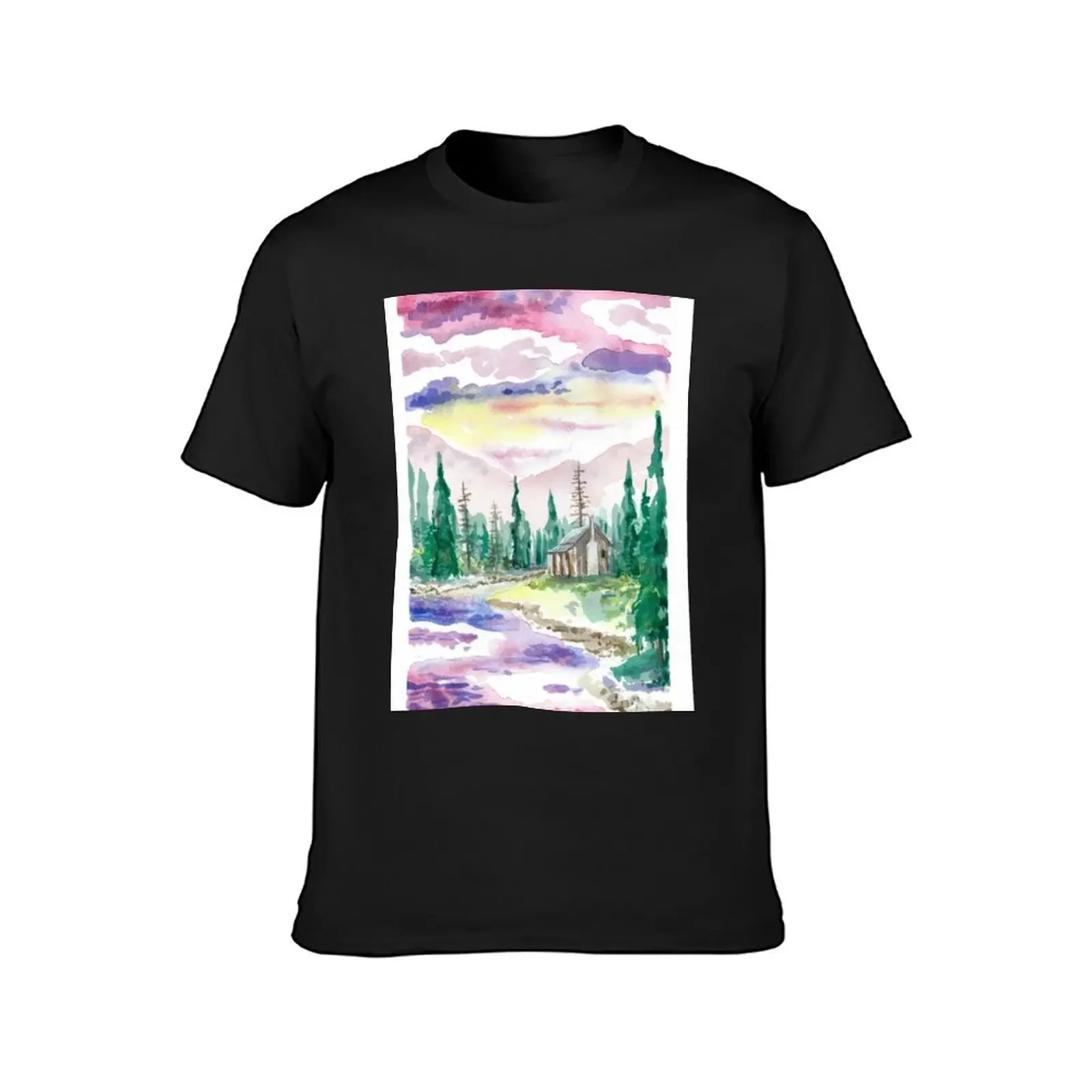 Cabin In the Woods Watercolor T-Shirt anime stuff graphic t shirt vintage shirts graphic tee T-shirt men