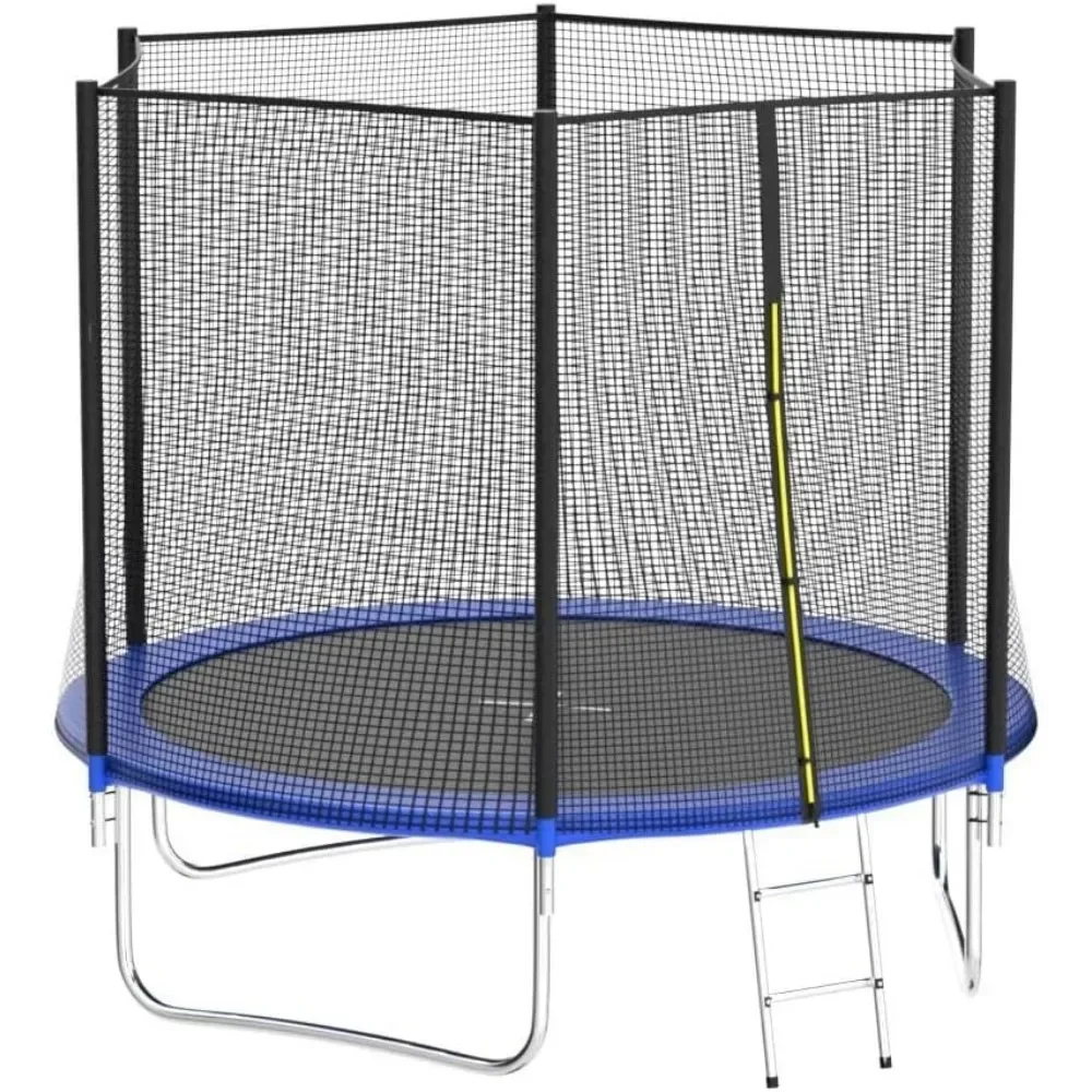 

14ft/15ft Trampoline with Safety Net, Outdoor Trampoline with Basketball Stand, Heavy Duty Jumping Mat and Spring Cover Pad