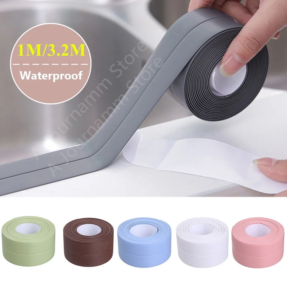 PVC Sink Stove Crack Strip Kitchen Bathroom Bathtub Corner Sealant Tape Caulk Waterproof Mould Proof Sealing Strip Self Adhesive