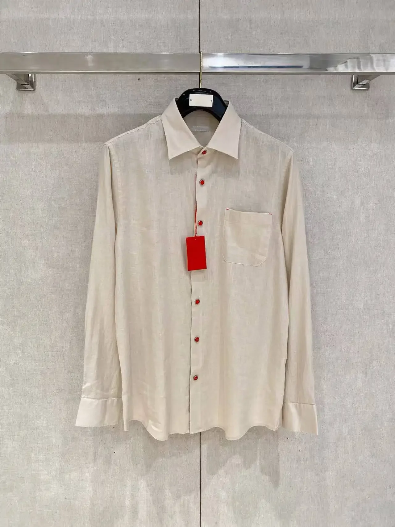Kiton Old Money Style Men's Lapel Business Casual Solid Color Old Money Style Shirt 26SS