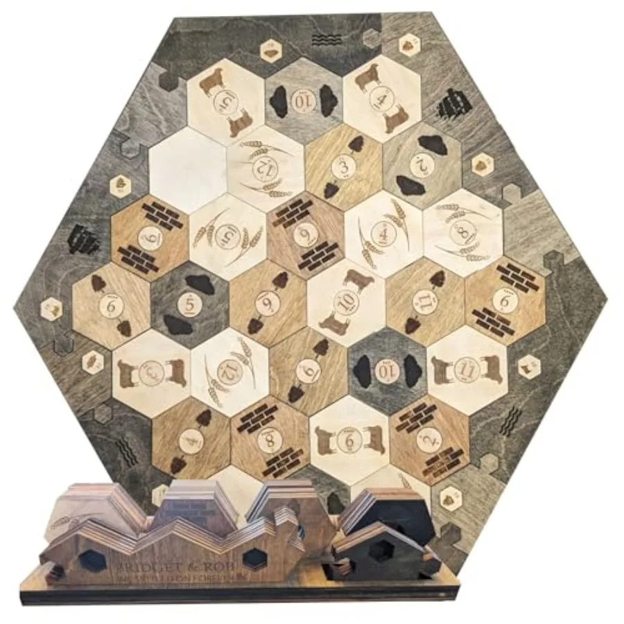 

Personalized Wood Settler Game Board with Expansion Pack and Shelf Rack for 26 Players Includes Main Board Expansion Pack and S