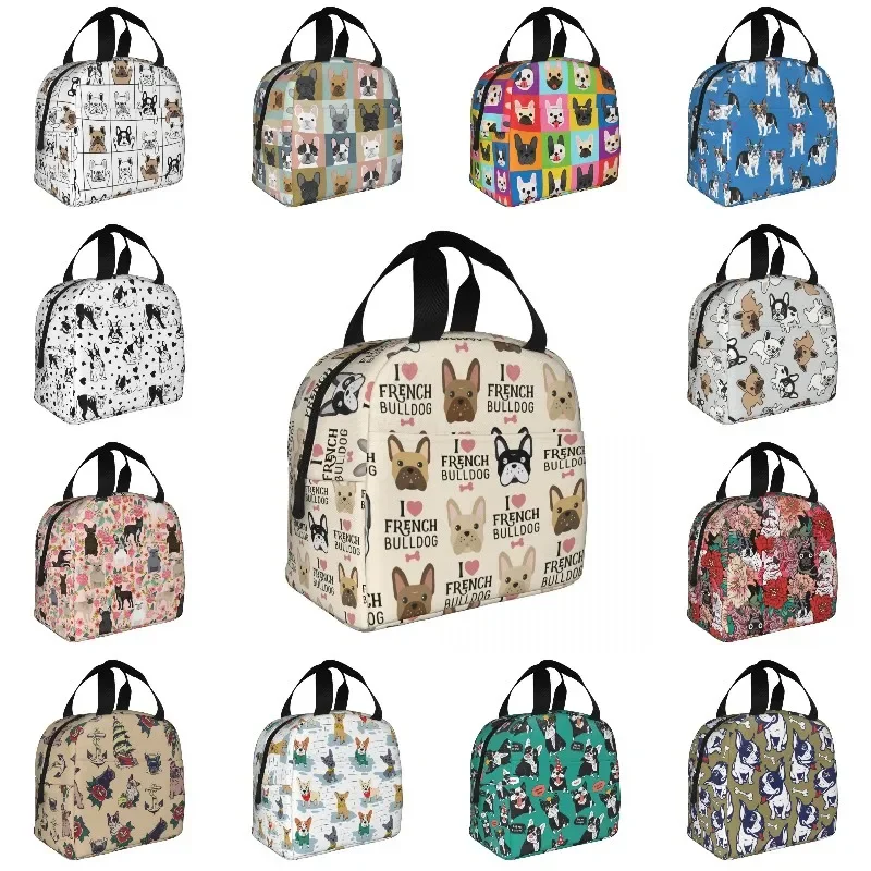 

Hot Sale French Bulldog Lunch Bag For Men Women Portable Warm Cooler Insulated Lunch Box For Work School Picnic Food Tote Bags