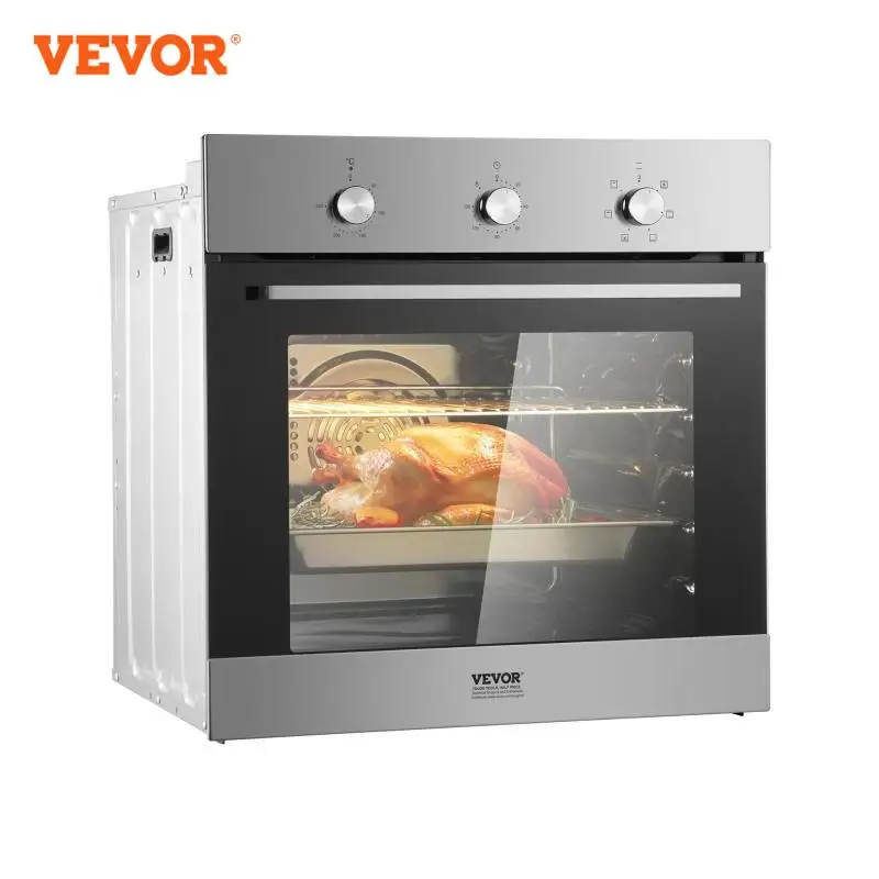 

VEVOR 2000W 3550W Single Wall Oven Electric Built-in Wall Oven 6 Cooking Functions with Timer Baking Rack and Tray for Kitchen