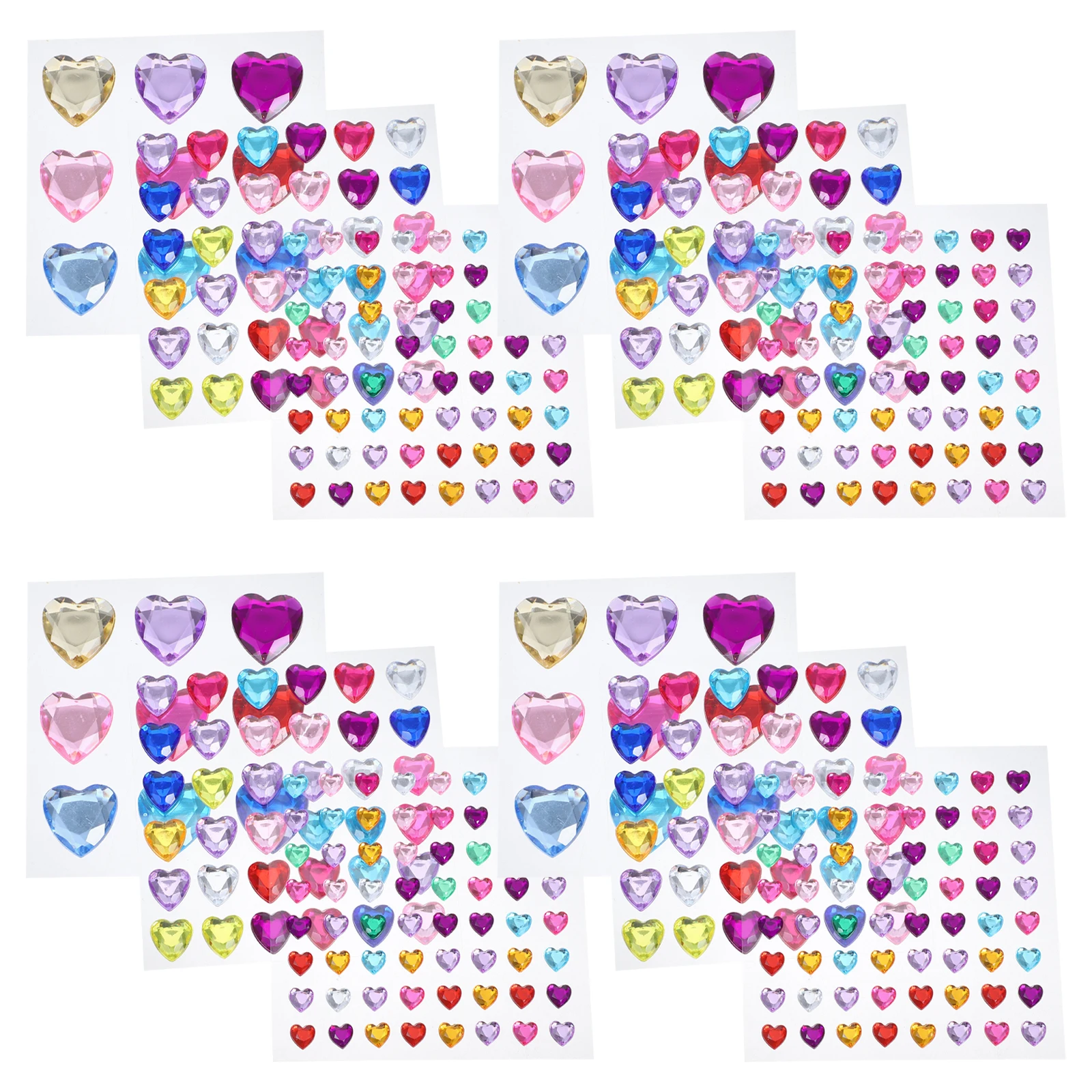 

12 Pcs Heart Rhinestone Sticker Patch Face Gems Stickers Festival Acrylic Charm Jewels for Kids 3d Nail Charms Child