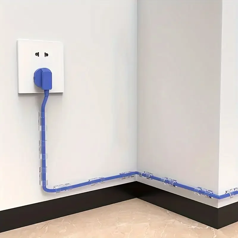 Clipes de cabo de plástico transparente - Organizadores de fio transparentes para gerenciamento de cabos de parede e mesa, suportes de cabos adesivos