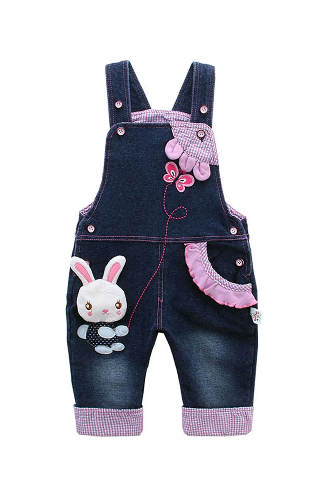 

KIDSCOOL SPACE Baby Girl Cute 3D Bunny Jean Overalls