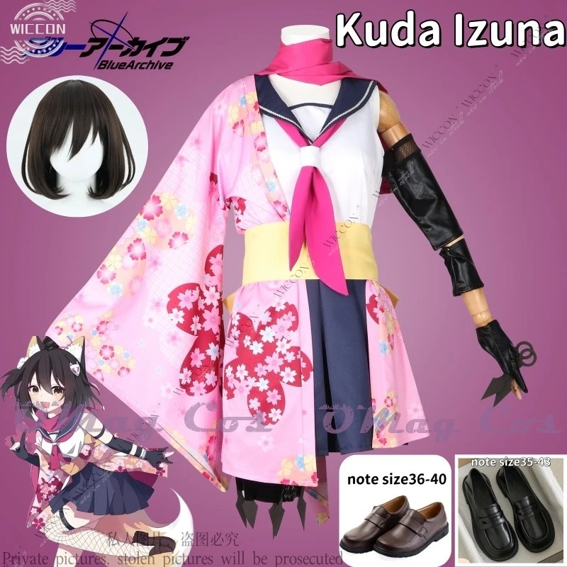 

Kuda Izuna Blue Archive Cosplay Costume Game Wig Shoes Uniform Unisex Party Role Play Clothing Lovely Printed Kimono Activity