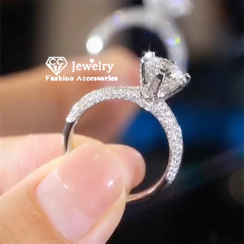 CC Marriage Rings For Women 1 Carat White CZ Diamant Engagement Wedding Fashion Jewelry Drop Shipping CC1628