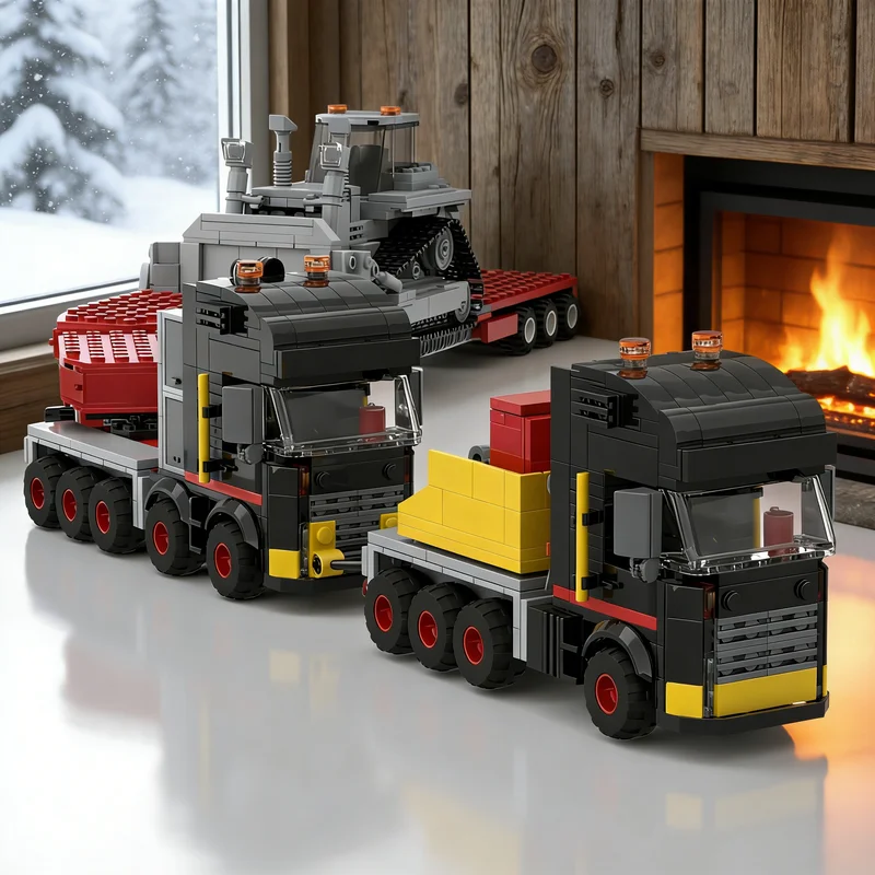 727pcs MOC Special Transport Fleet Bundle - Heavy Haulage Collection City Cargo Model Building Blocks Christmas Gift Toy Craft