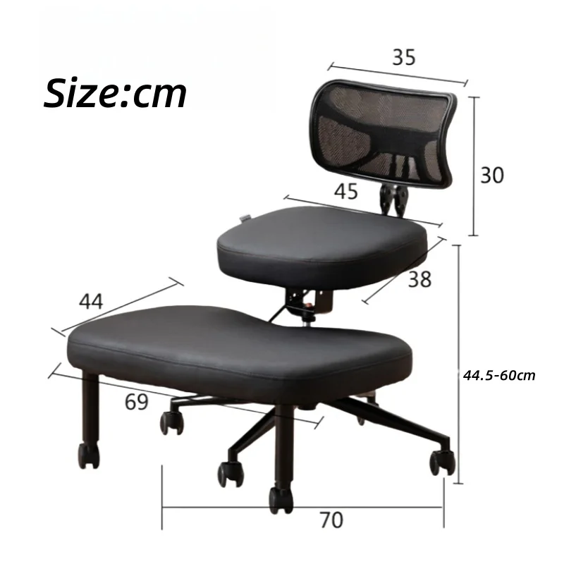 Ergonomic Cross Legged Chair with Wheels and Back Seat Angle Adjustable Versatile Kneeling Chair for Home and Office Furniture