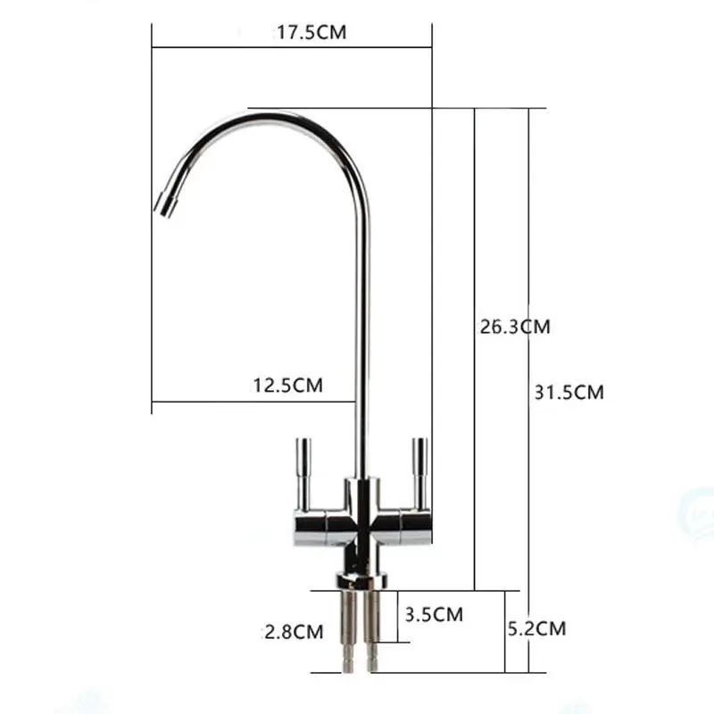 ステンレス鋼の浄水器の蛇口セット,1/4インチ,水道管,キッチンroの蛇口,インレットアウトレットタップ,接続ホース