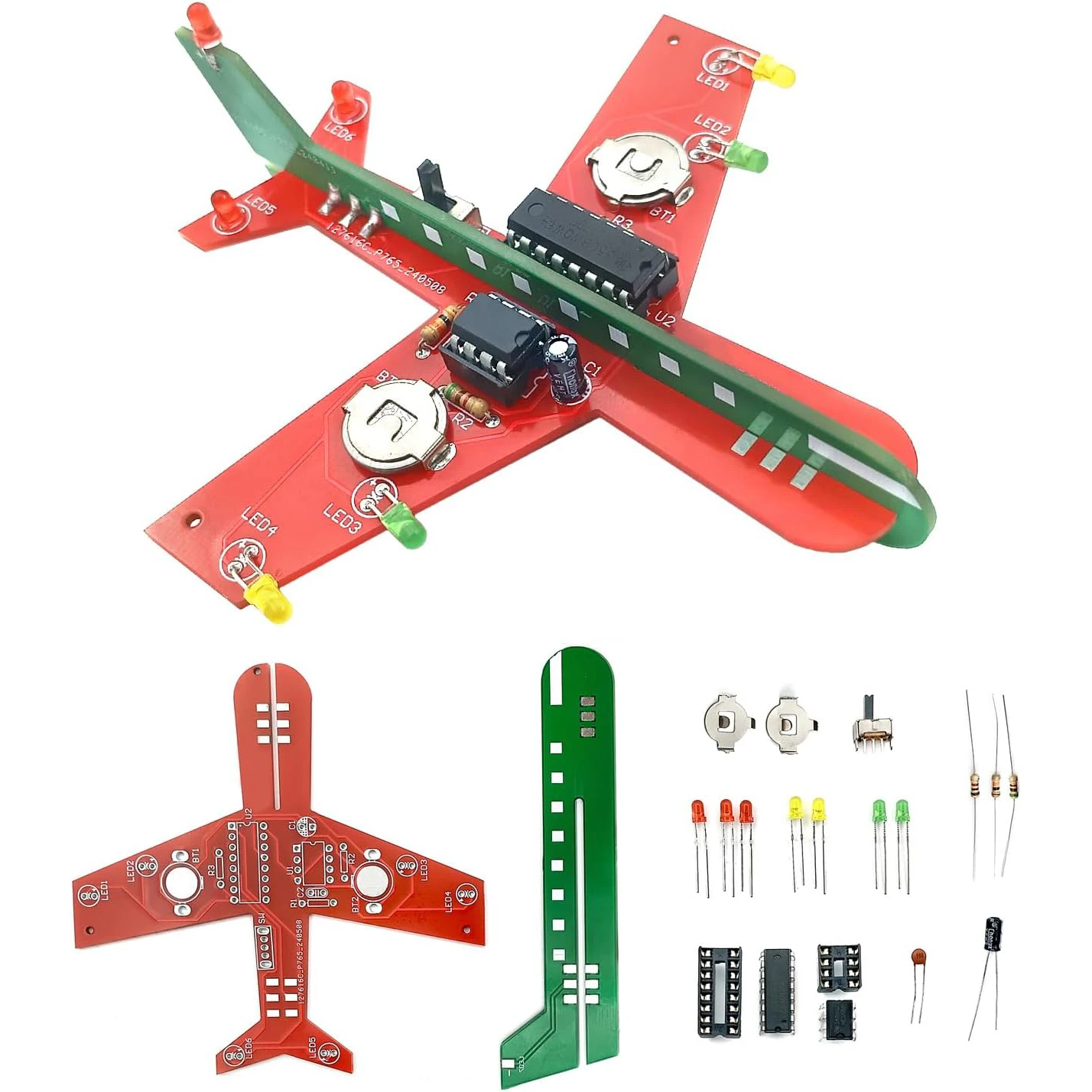 Learning DIY Airplane Kit for Beginners, 3 Color LED Flashing Lights Soldering Project Kit for High School Student Practice EK84