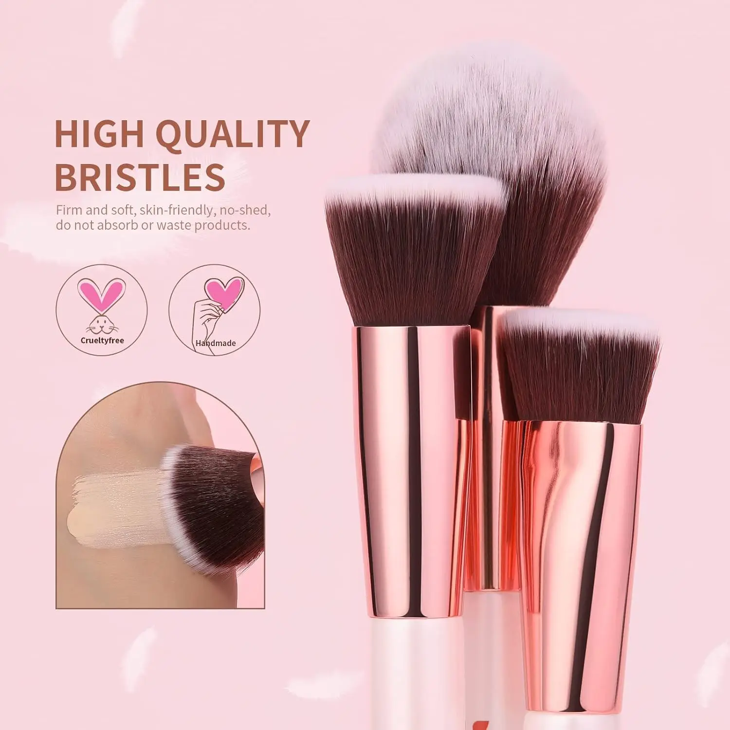 Conjunto de pincéis de maquiagem profissional, 27 peças: base kabuki sintética, pó facial, blush, corretivos, kit de sombras para os olhos em branco