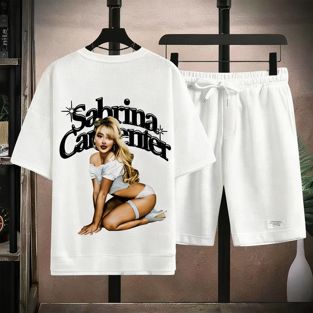 

Retro Sabrina Carpenter shirt, Sabrina dark coffee-colored shirt, 2025 Tour, Waffle Set (2 pieces)