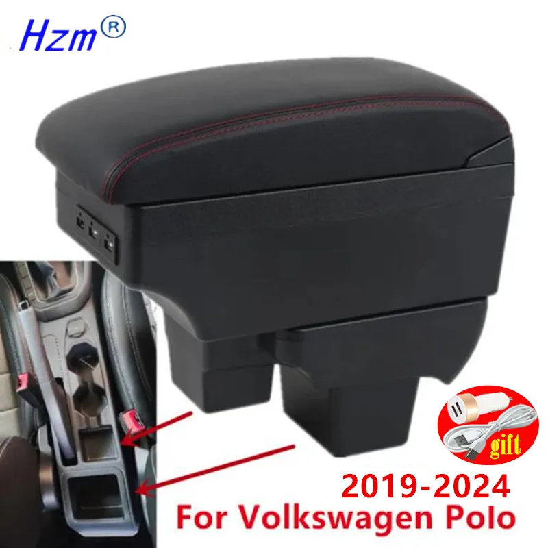 For Volkswagen Polo Armrest box For VW Polo Car Armrest Dedicated Retrofit 2019-2024 Storage Box Retrofit parts Car Accessories