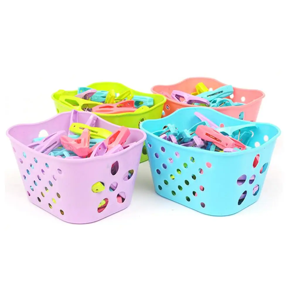 Plastic 30Pcs Clothespins + Basket Drying Clothes Clips Socks Pants Shirt Pegs organizador de ropa closet organizer