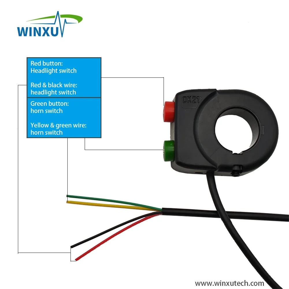 Electric Scooter Headlight Horn 2-in-1 Pushbutton Switch for Electric Bicycle Motorcycle E-bike