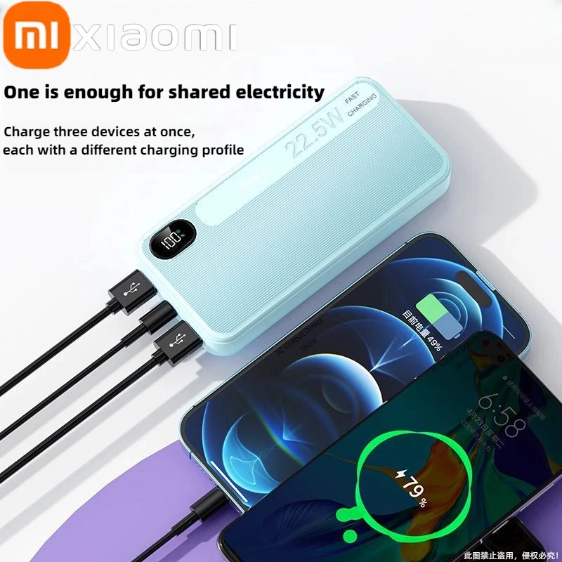 XIAOMI 30000mAh قوة البنك شاشة ديجيتال سعة كبيرة محمولة شحن سريع مع المدمج في 4 كابلات بطارية خارجية 2026
