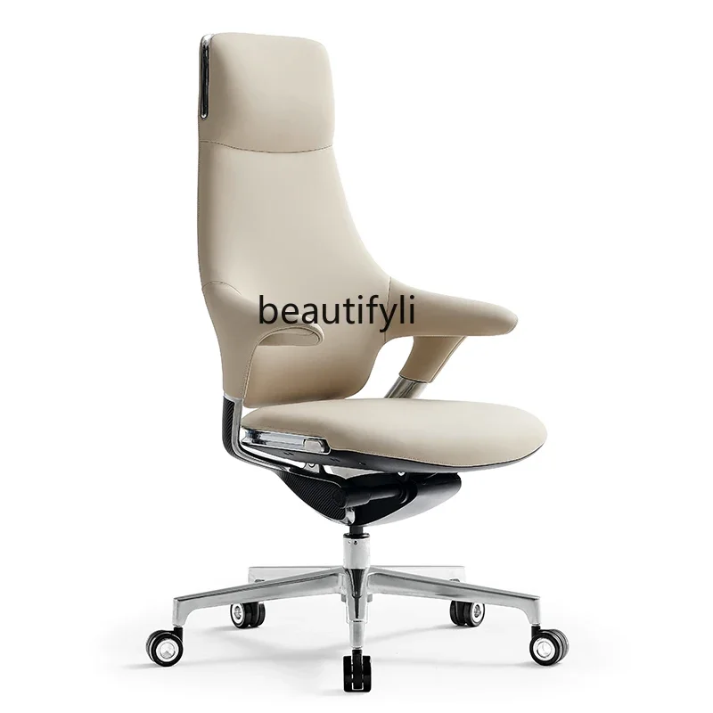 

xzqLight luxury leather boss office chair home study computer chair can lie on the president's shift chair