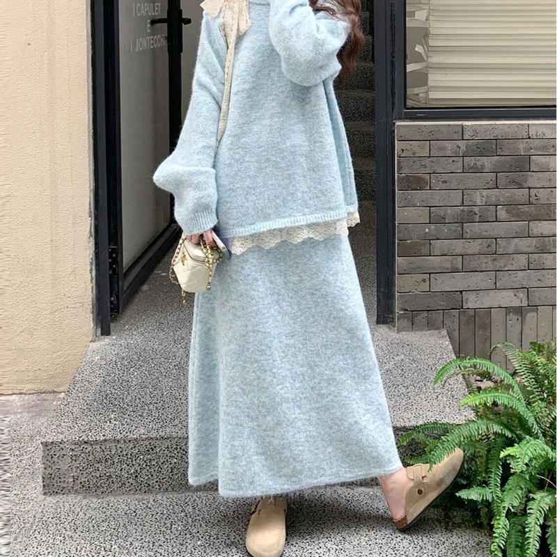 Sweater Set for Women's Autumn 2025 New Outfit, A Complete Set of High-end and Slimming Skirt Two-piece Set