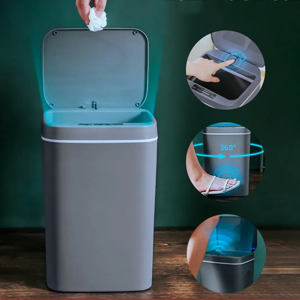 16L High-End Intelligent Trash Can Automatic Touch Bathroom Toilet Trash Can Kitchen Trash Can Intelligent Sensing Trash Can