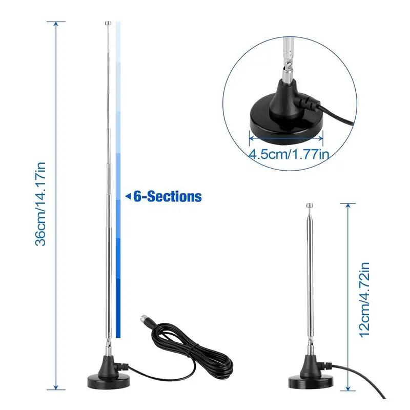FM Telescopic Antenna Long Range Reception Indoor TV AM FM Radio Stereo Receiver Portable Signal Booster Television Receiver
