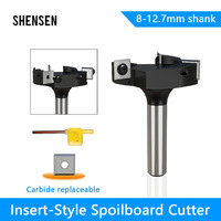 1Pc 8 12 12.7mm CNC Surfacing Router Bit Insert-Style Spoilboard Face End Milling Cutter Type Planer Slotting Bit for Wood Tool