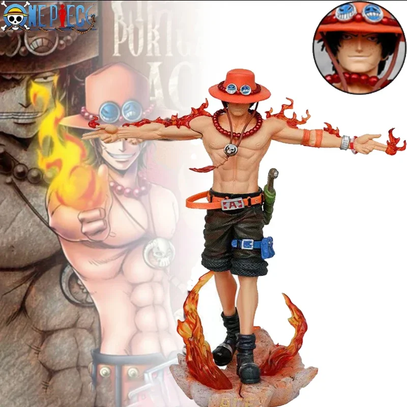 28cm Portgas D Ace Figures One Piece Ace Anime Figure Action Figures Gk Figurine Pvc With Light Statue Model Decoratio Toys Gift