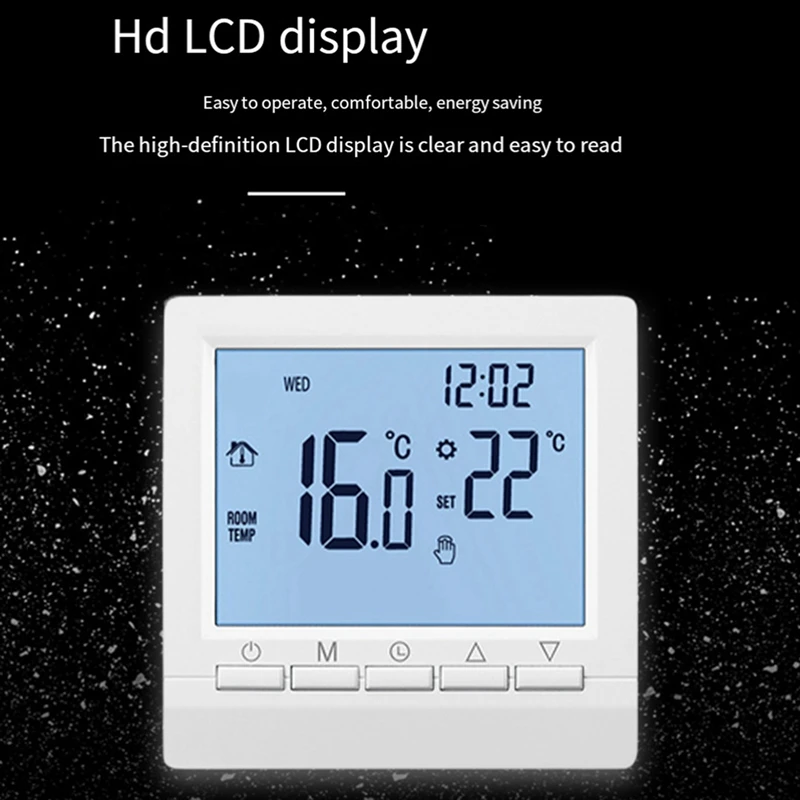 1 ชุดสีขาวติดผนังเครื่องทําความร้อนอุณหภูมิสําหรับหม้อไอน้ํา Weekly Programmable Thermostat