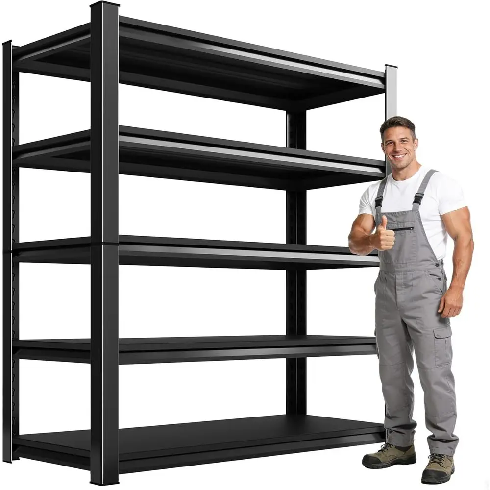 

5-Tier Heavy-Duty Metal Storage Shelves, 72H x 46W x 19.6D, 2000LBS Capacity, for Garage, Utility, and More