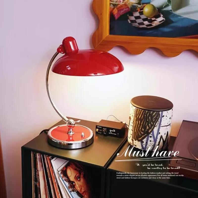 

Bauhaus Red table lamps Danish designer vintage desk lights Student Eye-protecting Reading Bedroom bedside Study standing lights